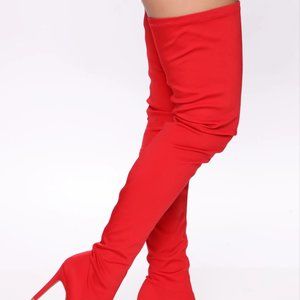 Keyana Thigh High Boot - Red